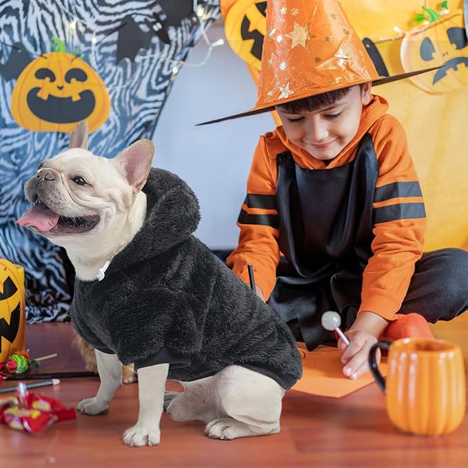 SCENEREAL Fuzzy Dog Sweater/Hoodie for Small Medium Large Dogs, Fleece S M Sized Warm Dog Sweatshirt with Pocket, Girl Boy Winter Dog Clothes,Designer Cute Male/Female Dog Outfit with Leash Hole