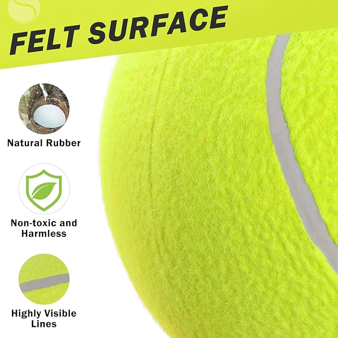 SCENEREAL Giant Tennis Ball for Dogs 2 Pack,Upgraded Thicken 9.5" Large Tennis Balls for Dogs,Halloween Dog Toys Birthday Gift, Inflatable Interactive Ball for Large Medium Big Dog,Durable Toy