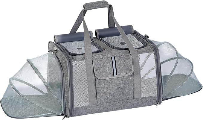 Cat Carrier for 2 Cats – Large Expandable Soft-Sided Pet Travel Carrier, Dual Compartments, Privacy Protection, Dog Carrier for Small/Medium Dogs, Home & Outdoor Use