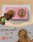 Elevated Dog Bowls, Dog Feeder with 2 Stainless Steel Dishes &1 Slow Feeder Bowl, 5 Heights Adjustable Raised Stand for Medium Large, Food Dishes with Non-Slip Feet