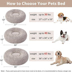 WNPETHOME Calming Dog Bed Cat Bed Donut, Faux Fur Pet Bed Self-Warming Donut Cuddler, Comfortable Round Plush Dog Beds (30 x 30 x 10 Inch, Light Coffee)