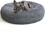 Dog Ded,Cat Beds for Indoor Cats, 23 inches Cat Bed Machine Washable, Fluffy Round Pet Bed Non-Slip, Calming Soft Plush Donut Cuddler Cushion Self Warming for Small Dogs Kittens, Dark Grey 31.5IN