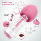 Dog Water Bottle, Pet Water Bottle with Food Container and Drinking Feeder, Leak Proof, BPA-Free, Portable Foldable Puppy Water Cup Dispenser for Outdoor Walking, Travel, Hiking Small Pink