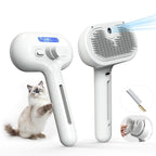 Pet Grooming Brush with Electronic Mist Spray - Gentle Deshedding Tool for Cats & Dogs, Pet Steam Brush，Reduces Shedding, Soft Bristles, Promotes Healthy Coat-Comes with a hair smoothing comb-White