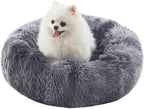 23 inches Donut Dog Bed for Small Dogs - Calming Washable Round Puppy Bed with Removable Cover, Fluffy Plush Pet Bed for Cats & Dogs, Fits up to 25 lbs Pets (Tie-dye Grey,Small)