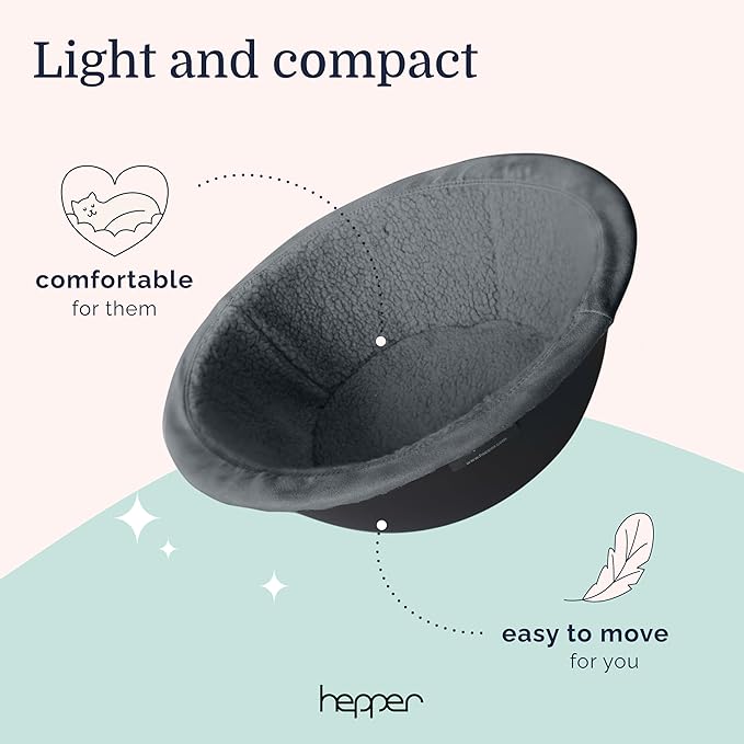 Hepper Cat Nest - Washable Cat Bed with Removable Fluffy Fleece Liner - Cozy Comfy Calming Bed Round Shape - Cat Warming Bed - Donut Bed Desk Ready - Small Bed for Indoor Cats (Grey/Grey)