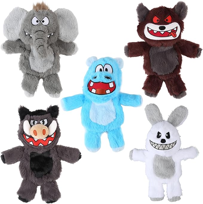 Bzonsmart Squeaky Dog Toys.Tough Plush Chew Toys for Dogs.Interactive Dog Toys to Keep Puppies Medium Large Breed Dogs Busy ..Durable Anti-Boredom Dog Toys for Teething & Playtime.