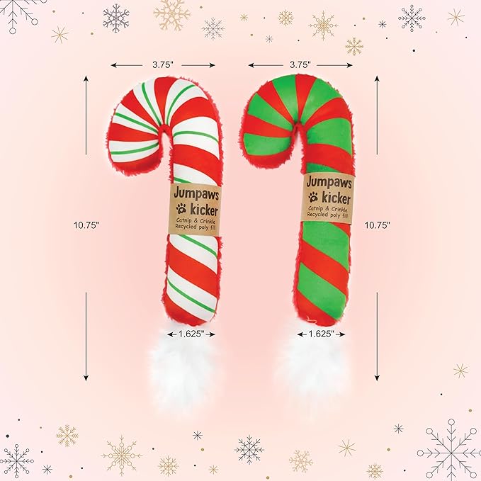 2 Pack Natural Interactive Catnip Cat Kicker Toys, Bite Resistant Chew Toy, Accessories for Indoor Cat, Christmas Candy Cane