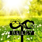 Custom Dog Cat Name Memorial Grave Stake, Personalized Pet Memorial Stake Metal Engraved Sign, Customized Cat Dog Memorial Grave Marker with Paws Heart Pet Memorial Plaque Burial Stake