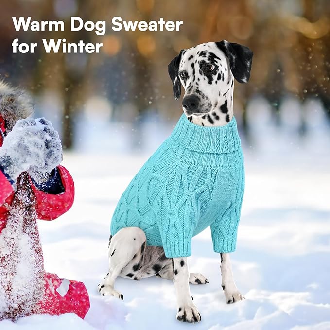 Queenmore Medium Dog Sweater,Dog Sweater for Medium Dogs Boys Girls,Christmas Sweaters for Dogs,DogSweater Knitwear Outfit,Thick Warm Pet Clothes for French Bulldog,Boston Terrier(Lake Blue,M)