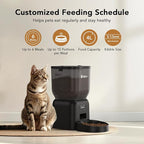 Automatic Dog & Cat Feeder with Freshness Preservation, 4L Timed Cat Feeder with LCD Screen.Up to 6 Meals Per Day and 1-15 Portion for Cats & Dog (Black)