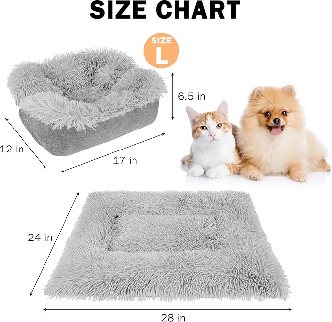 SCENEREAL Self Warming Cat Bed, Heated Cat Bed Mat for Cats Small Dogs, 2 in 1 Soft Plush, Washable Pet Pad for Indoor Outdoor Kitten Puppy