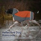 IECOii Dog Raincoat,Waterproof Rain Jacket for Medium Dogs,Adjustable Pet Rain Coat with Magic Sticker Closure,Reflective Doggy Raincoat with Hood,Perfect for Night Walking,Orange,M