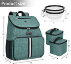 BAGLHER丨Dog Travel Bag, Airline Approved Pet Supplies Backpack, Dog Travel Backpack Accessories Set with 2 Silicone Collapsible Bowls and 2 Food Baskets. Green
