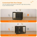 DWANTON Dog Crate Furniture with Cushion, Wooden Kennel Table with Double Doors, Indoor Dog House, Large Size, 38.5" L, Black+Gold