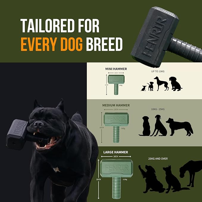 Fenrir Hammer Dog Chew Toy Strong Rubber Stuffable Enrichment Toy for Chewers (Red, Small)
