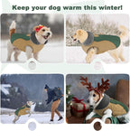 Doglay Dog Jacket Waterproof Dog Coat, Reflective Cold Weather Winter Coat, Adjustable Turtleneck Fleece Puppy Snow Jacket with Harness Hole for Small Medium Large Dogs