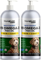 Liquid Health Pets K9 Omega 3 Fish Oil for Dogs - Liquid Omega 3 Supplement for Pets with EPA + DPA + DHA - Reduce Itching & Shedding, Support Joints, Immunity, Brain, Heart Health - USA Made (2 Pack)
