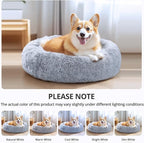JOLLYVOGUE Calming Dog & Cat Bed for Small Dogs, Anti-Anxiety Donut Cuddler Cozy Soft Round Bed with Anti-Slip Bottom, Fluffy Faux Fur Plush Cushion Beds for Small Medium Dogs (20")