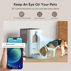Automatic Cat Feeder with 2K Camera, Laser Tease Pet, 2.4 & 5GHz WiF Pet Feeder for Cat & Dog, Schedule Feeding Pet Food Dispenser w/Camera Rotates Up and Down, Night Vision, 2-Way Audio, 4L