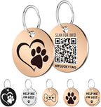 MYLUCKYTAG Stainless Steel QR Code Dog Tags - Scan QR for Instant Pet Location Alert Email