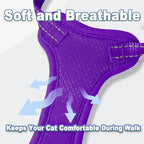Cat Harness and Leash Set Escape Proof for Kitten Walking, Soft Adjustable Top Handle Vest Harnesses for Cats, Easy Control Breathable Reflective Small Medium Large, Purple, XS