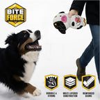 Bite Force -Durable & Strong Dog Toy Cow with Squeaker, Kevlar-Reinforced for Aggressive Chewers for Small Medium Large Dogs - White and Pink.