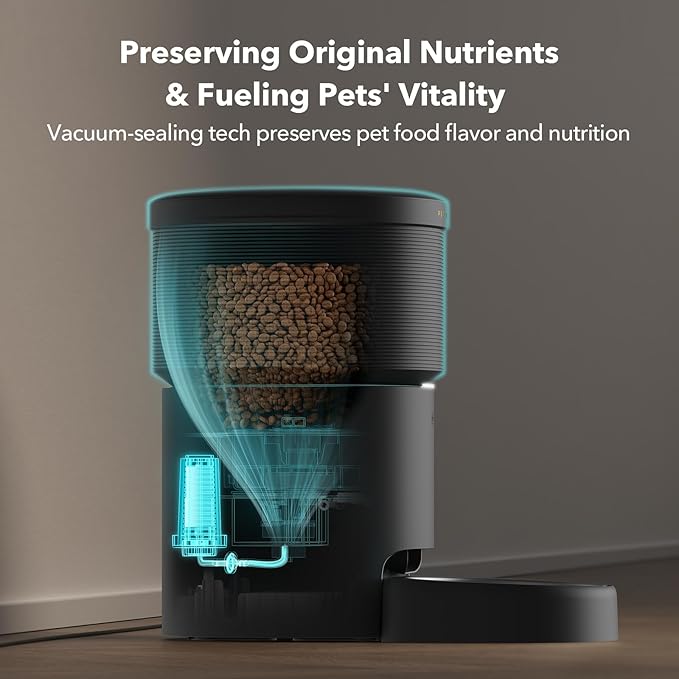 PETLIBRO Automatic Dog Feeder, 5G Wi-Fi 8L Large Dog Food Dispenser with Vacuum-Sealed Cat Feeder for Airtight Storage, Auto Pet Feeder with 187mm Large Food Tray for Medium Large Breed Dog Cat 34Cups