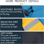 Windproof Dog Winter Jackets - Outdoor Coats for Cold Weather, Waterproof Raincoats with Leash Hole, Black, Blue S