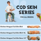 ASMPET Dog Treats Chews, Chicken Wrapped Cod Skin Sticks, Rawhide Free Cod Skin Treats for Dogs, 10.6 oz