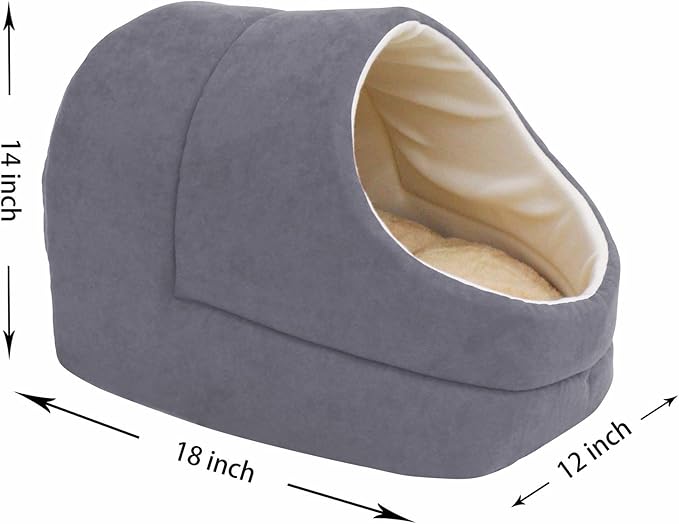 GOOPAWS Cat Cave for Cat and Warming Burrow Cat Bed, Pet Hideway Sleeping Cuddle Cave (Grey-2)