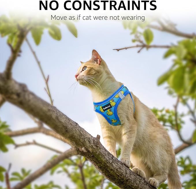 SCENEREAL Cat Harness & Leash Set Escape Proof - Adjustable Air Mesh Vest with Reflective Strips for Kittens, Puppies, Rabbits, Duck S