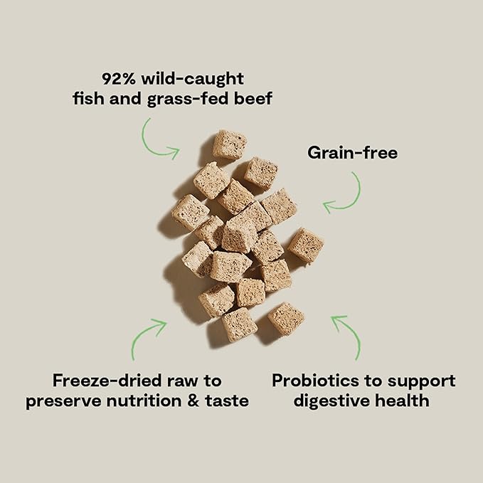 Open Farm, Kitty Cubes, Freeze Dried Raw Cat Treats, Grain-Free, High-Protein Cat Treat with Probiotics, Omega Fatty Acids & Superfoods, Surf & Turf Recipe, 1.5oz Bag