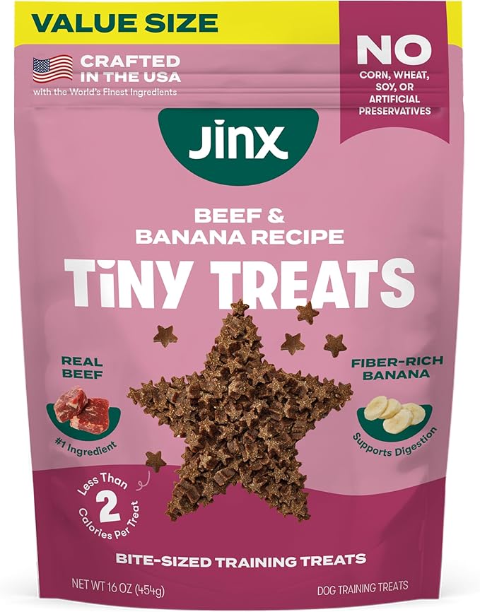 Jinx Beef & Banana Training Treats for Dogs and Puppies, Low-Calorie, All Natural, Slow-Smoked Real Beef, No Fillers 16oz