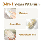 Rechargeable Pet Steam Brush for Cats & Dogs, Self-Cleaning Hair Brush for Shedding, Rotating Handle Cat & Dog Grooming Tool for Long & Short Hair- White