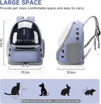 Cat Backpack Carrier, Breathable Cat Carrier Large Space Bubble Pet Backpack for Kitty Small Dog up to 12lbs, Transparent & Foldable Pet Carrier for Travel Hiking (Blue