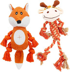 Rope Dog Toys to Keep Them Busy - Tug of War Dog Toys for Boredom Plush Interactive Squeaky Puppy Toys for Small Medium Large Dogs