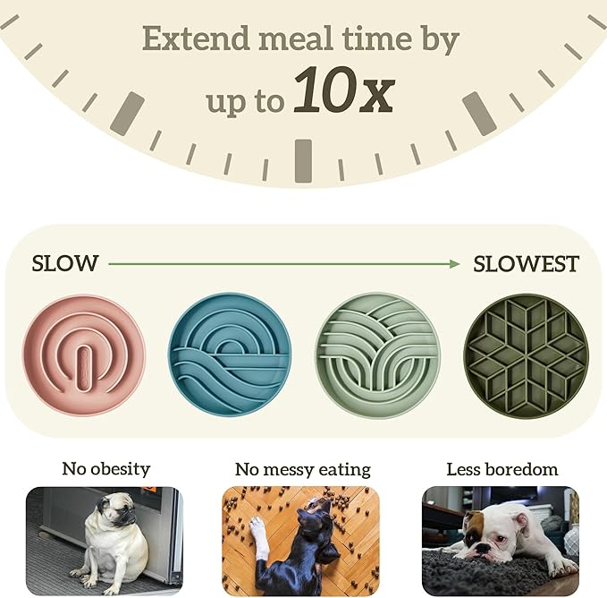 OHMO Slow Feeder Dog Bowls (Sunrise, Celestial) Enrichment Toy Soft Silicone Food Safe Feeding Bowl Non Slip Suction Cup for All Breed Pet, Cat Slow Down Eating Dishes, Boredom and Anxiety Reducer