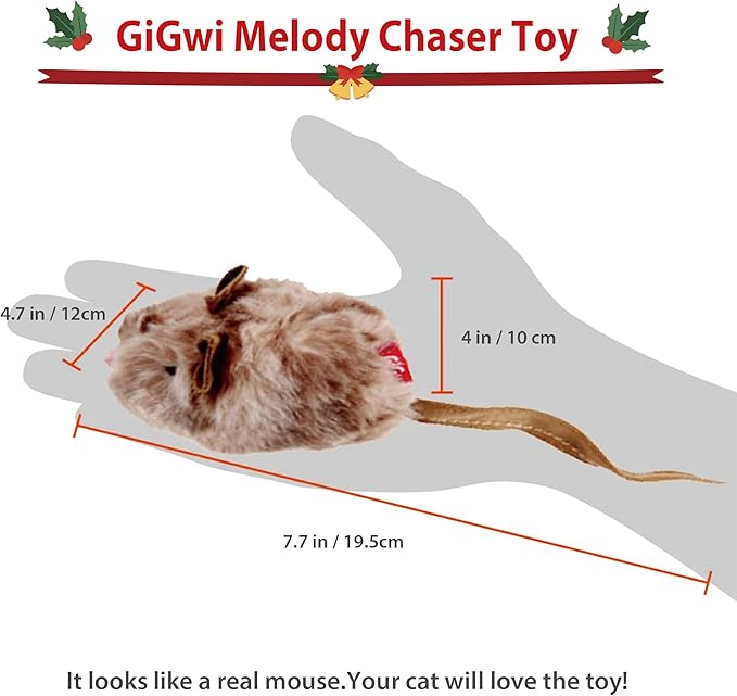 Gigwi Cat Toys for Indoor Cats, Interactive Cat Toy with Real Squeaky Mouse Electronic Sound Chirping, Kitten Toys Automatic Cats Mice Toy for Exercise & Kicker to Self Play, Relieve Boredom