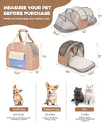 Expandable Pet Carrier Backpack, Cat Carrier Backpacks with Breathable Mesh for Cats Small Dogs Puppies Up to 25 Lbs Airline Approved Waterproof Travel Carrier with Safety Buckle for Hiking & Flights