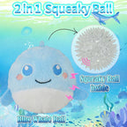 DKING 3Pack Squeaky Dog Balls,2 in1 Funny Puppy Ball Toys,Birthday Dog Toy for Small Medium Dogs (Ocean Ball)