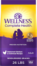 Wellness Complete Health Dry Dog Food, Wholesome Grains, Natural, Chicken & Oatmeal Recipe, (26-Pound Bag)