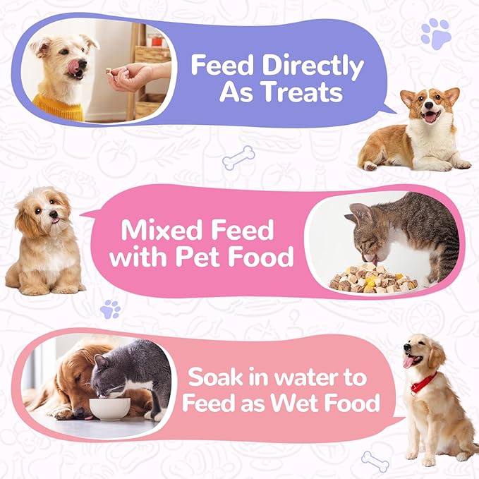 PAWUP Freeze Dried Duck Treats for Cats Dogs, Rawhide Free Freeze-Dried Raw Food Topper, High Protein, Gluten&Grain Free, 4.6oz