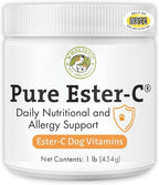 Wholistic Pet Organics Pure Ester-C Powder for Dogs - 1 Lb - Healthy Alternative to Dog Allergy Chews - Vitamin C Supplement for Dog Allergy Relief, Immune Support, Itch Relief for Dogs - Made in USA