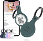Dog ID Tag with QR Code & NFC, Silent Silicone Dog Name Tags Personalized for Pets- Scan QR for Instant Location Alert, Emergency Contact and Modifiable Pet Profile (Green)