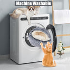 Cat Beds & Dog Bed with Cover Cave, Dog Beds for Small Dogs, Round Soft Plush Donut Calming Pet Bed for Indoor Cats or Small Dog, Washable Puppy Bed with Non-Slip Bottom-24inch