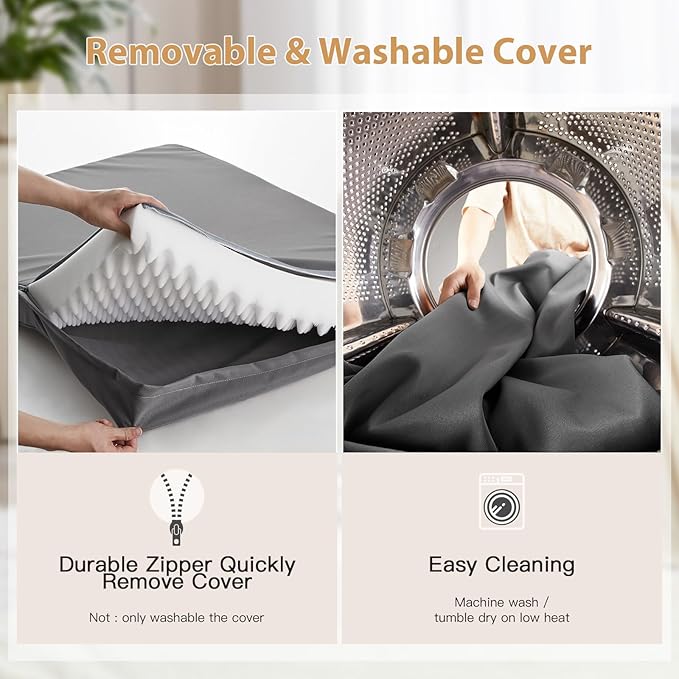 BFPETHOME Outdoor Dog Beds for Large Dogs, Waterproof Dog Bed for Medium, Large, Extra Large Dogs, Orthopedic Pet Bed with Removable Washable Cover, Egg Crate Foam Pet Bed Mat. (47 x 29 In, Dark Grey)