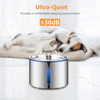 Cat Water Fountain, 84oz/2.5L Stainless Steel Pet Water Fountain, Automatic Dog Water Dispenser with Water Level Window, Ultra-Quiet Pump, Perfect for Cats, Dogs and Multiple Pets