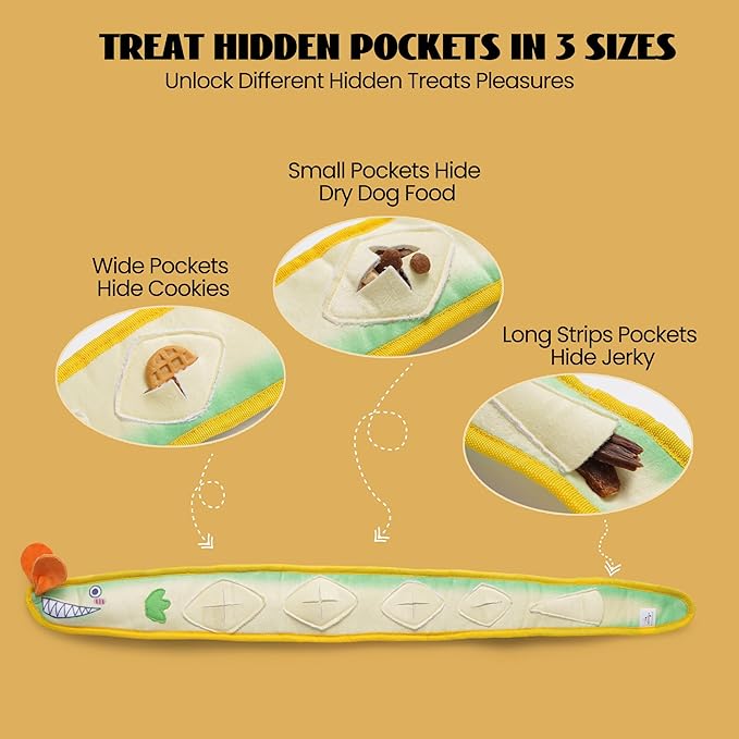 Nocciola EEL Squeaky Dog Toy, Tough No Stuffing Toy for Tug of War, Puppy Interactive Puzzle Fun to Keep Them Busy, Cognitive Crinkle Dog Toy for Large Medium Small Breed, Blue&Yellow