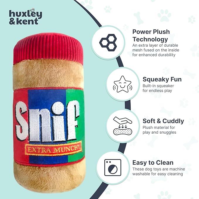 Huxley & Kent Funny Dog Toy w/Squeaker – Power Plush Squeaky Dog Toys for Small, Medium & Large Dogs – Soft Stuffed Animal for Indoor Play & Fetch - Snif, Large